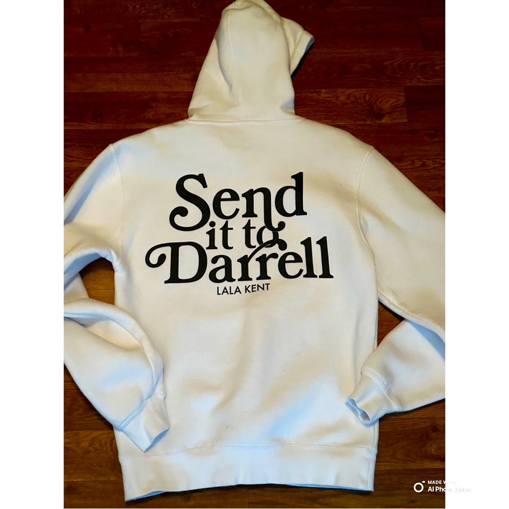 White Hoodie - Send it to Darrell